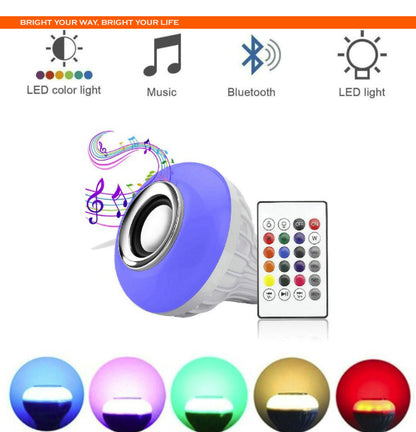 LED Music Bulb with Bluetooth Speaker & Remote – Multi-Color Changing Light -With Free Shipping