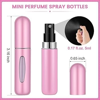 Pack of 5 Portable Mini Refillable Perfume Bottle With Spray.